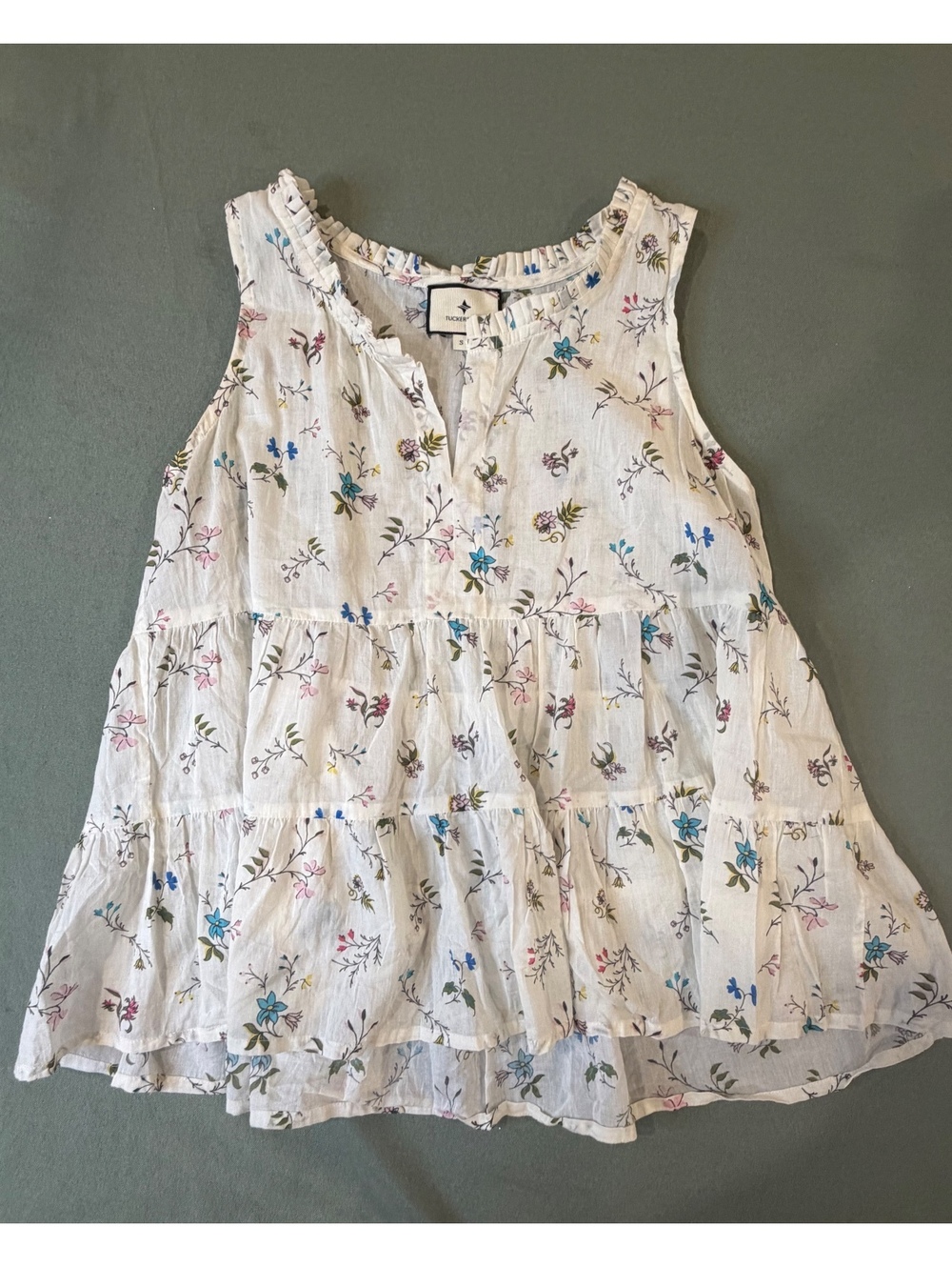 Tucker Nuck Women's Sleeveless Floral Cotton Blouse Size S